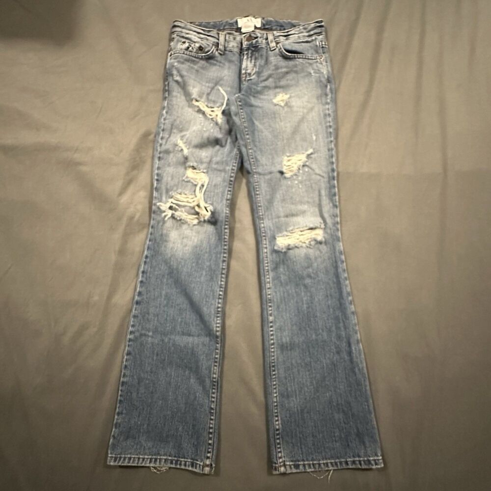 Armani Exchange Jeans Womens 4R Flare Light Wash Denim Distressed Made USA VTG